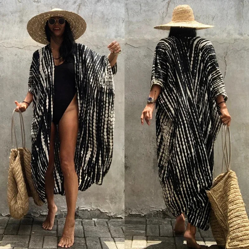 Casual Beach Dress Bohemian Coverups Leisure Womens Swimsuit Loose Style Beachwear Pareo Woman Swimwear Bathing Clothing 250306