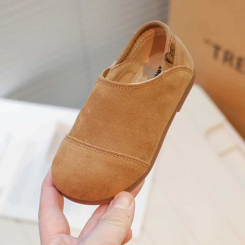 Girls Loafers Shoes 2024 Fashion Spring Autumn Kids Children Wide Leather Splicing Comfortable Princess Rubber Flat Shoes BabyT250306