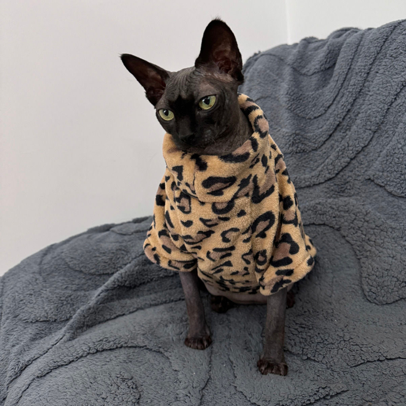 Sphynx Cat Clothes Winter Velvet Warm Soft 2- Layers Winter Jacket Thickened Hairless Cat Coat for Sphynx, Cornish Rex, Devon Rex, Peterbald Cat Cloth