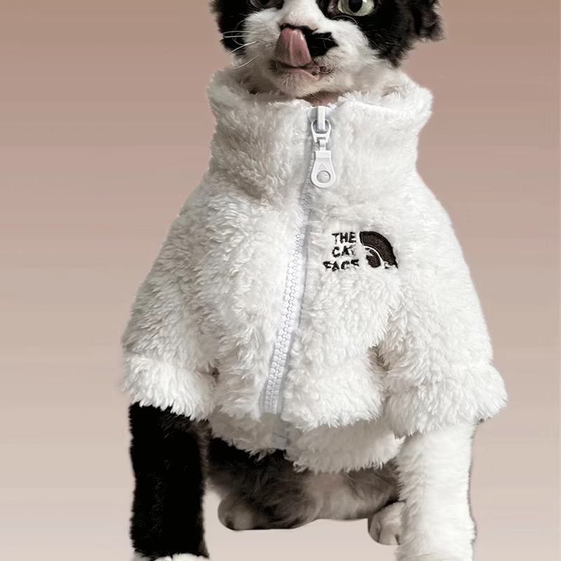 THE CAT FACE Hairless Cat Clothes Pet Winter Clothes for Sphynx Cats, Devon Cat Warm Coat Apparel for Pet Woolen Cotton Jacket for Cats Kitten 2XL