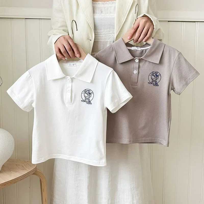 Baby Girls Boys Polo Shirt Kids Short Sleeved White Shirts School Uniform Top Tees 2025 Summer Childrens Casual ClothingT250306