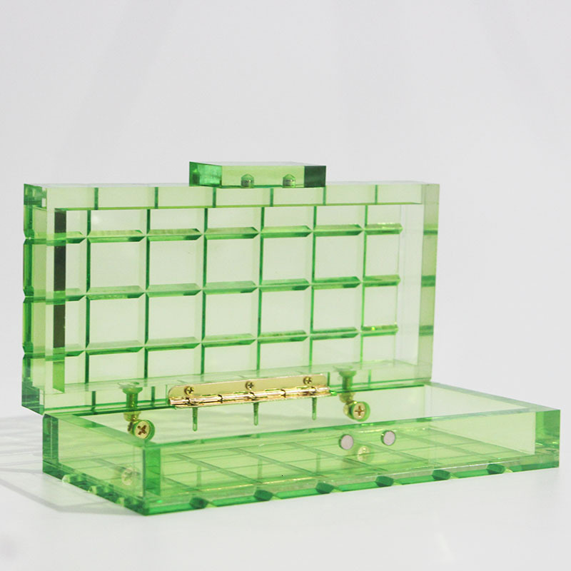 New Transparent Candy Color Fluorescent Green Fashionable Handheld Acrylic For Women Rhinestone Acrylic Clutch Clear Evening Bag For Weddings Parties