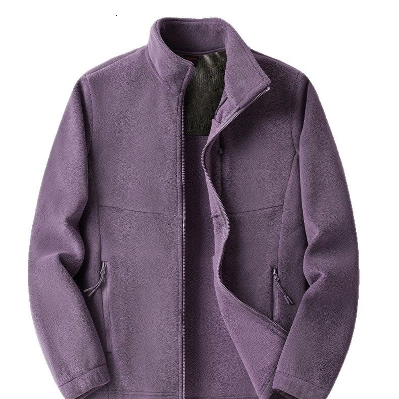 Outdoor windbreaker, loose fitting couple simple solid color fleece warm jacket, trendy clothing for autumn and winter