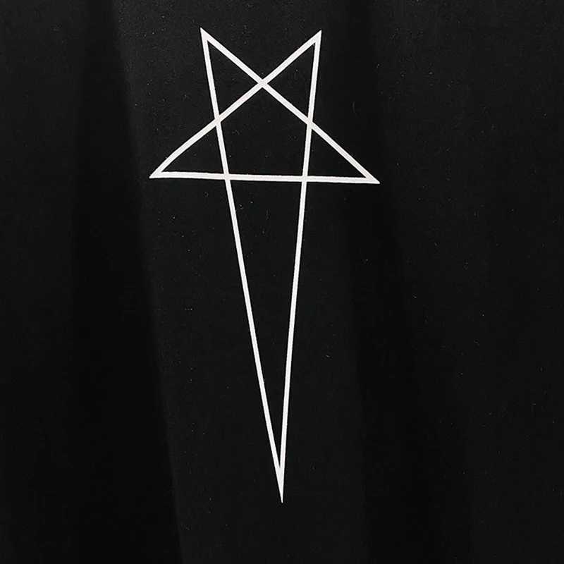 High Street Mens T-shirt Oversized Vest Pentagram Print Design Tank Tops O-neck Cotton Balck Mens ClothingT250318