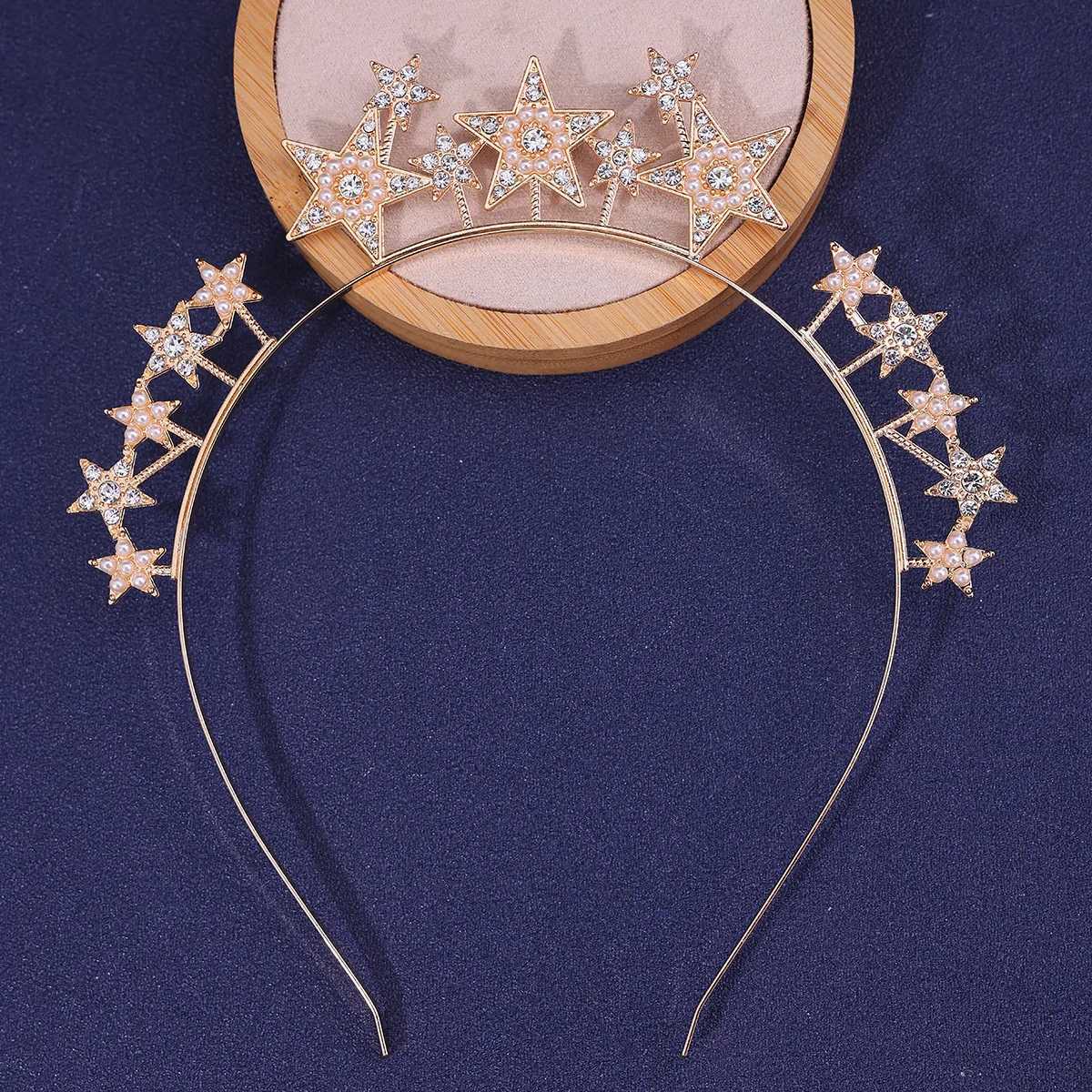 Trendy Silver Color Tiaras And Crowns Stars Princess Diadems Bride Wedding Hair Accessories Rhinestone Hairbands Jewelry X250306
