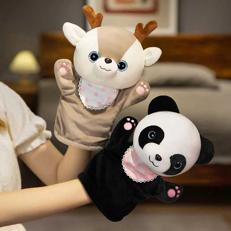 Free shipping Stuffed Plush Animals Hand Finger Story Puppet Kawaii Dolls Educational Toys Cat Deer Panda Shiba Inu Birthday Gift