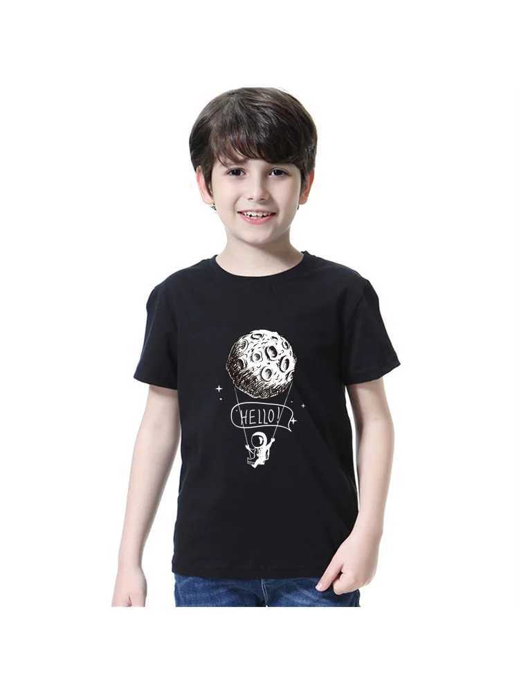 2024 New Astronaut Short Sleeved T-shirt Baby Boys Summer Tops Kids Cartoon Cotton Shirt 3-14TT250306