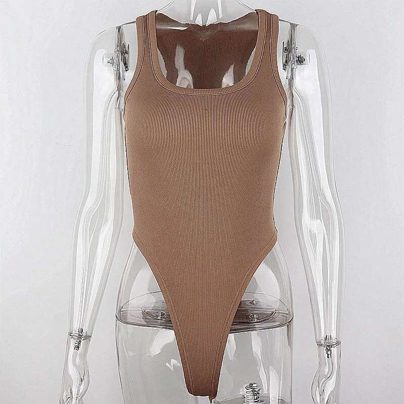 Sleeveless Knit Bodysuit Hot Summer Sexy Bodycon Off Shoulder Halter Tops Casual Street Bodice For Women Clubwear KLMY