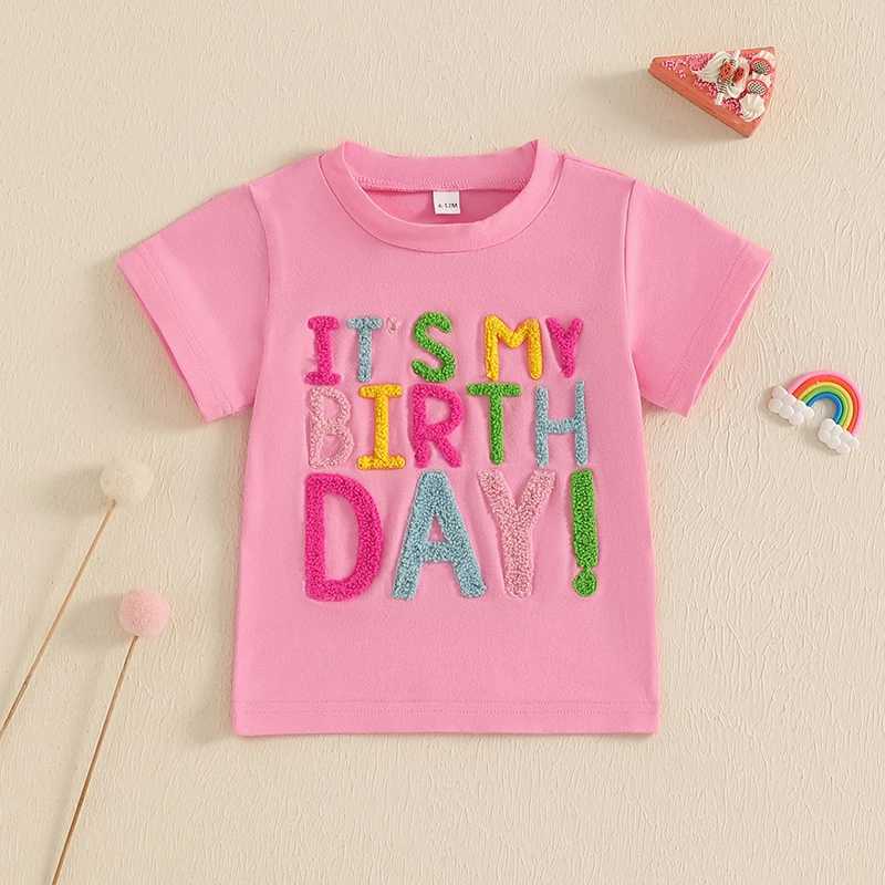 Girls Birthday T-Shirts with Embroidered Letters Crew Neck Short Sleeves - Cute and Stylish Tops for Toddler Girls PerfectT250306