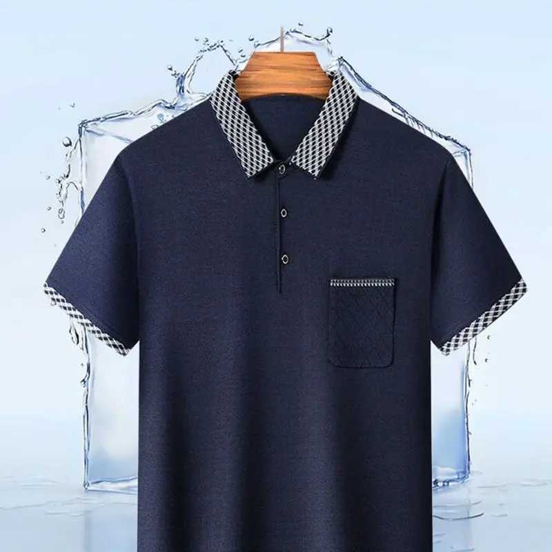 Mens Clothing 2023 Summer Fashion Business Casual Buttons Polo Shirt Male Short Sleeve Loose Pocket Comfortable Cotton Tee Tops X250306