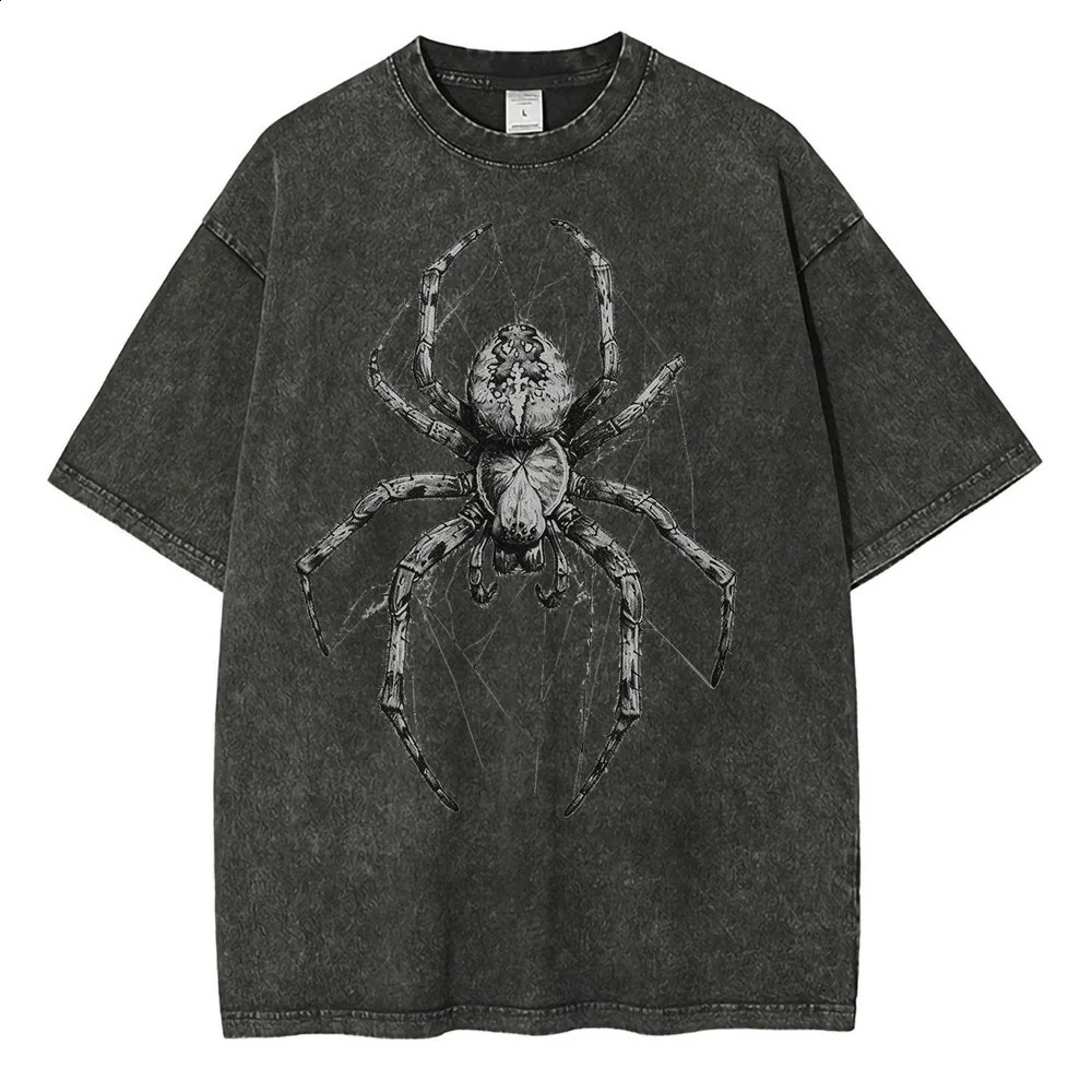 Spider handpainted mens graphic Tshirt casual polyester cotton short sleeved printed oversized 250227Z