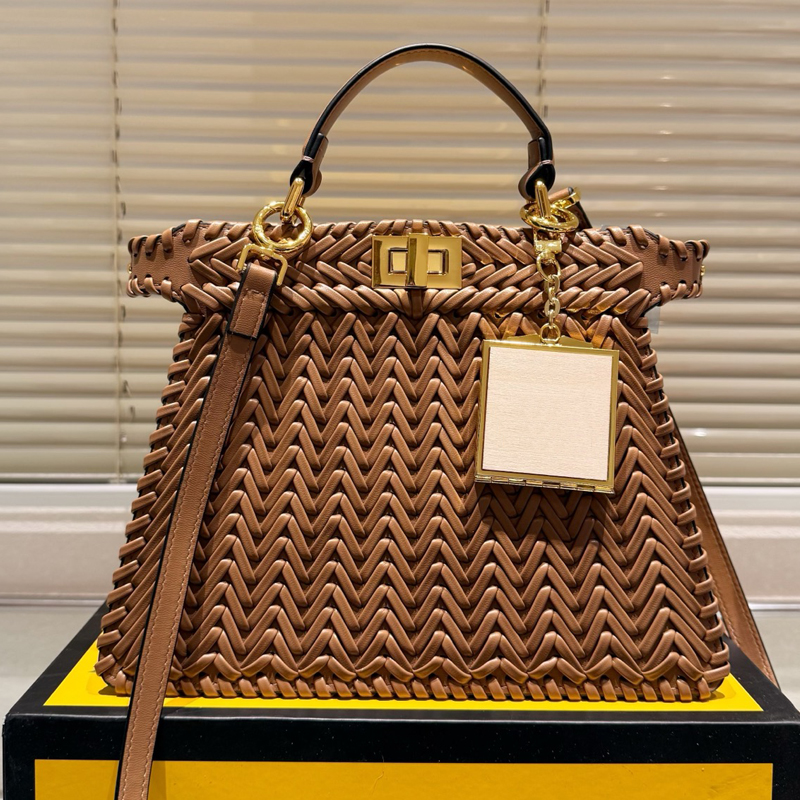 Large tote bag designer bag handbag high quality cowhide leather woven shoulder bag fashion crossbody bags gold hardware twist buckle travel shopping bag purse