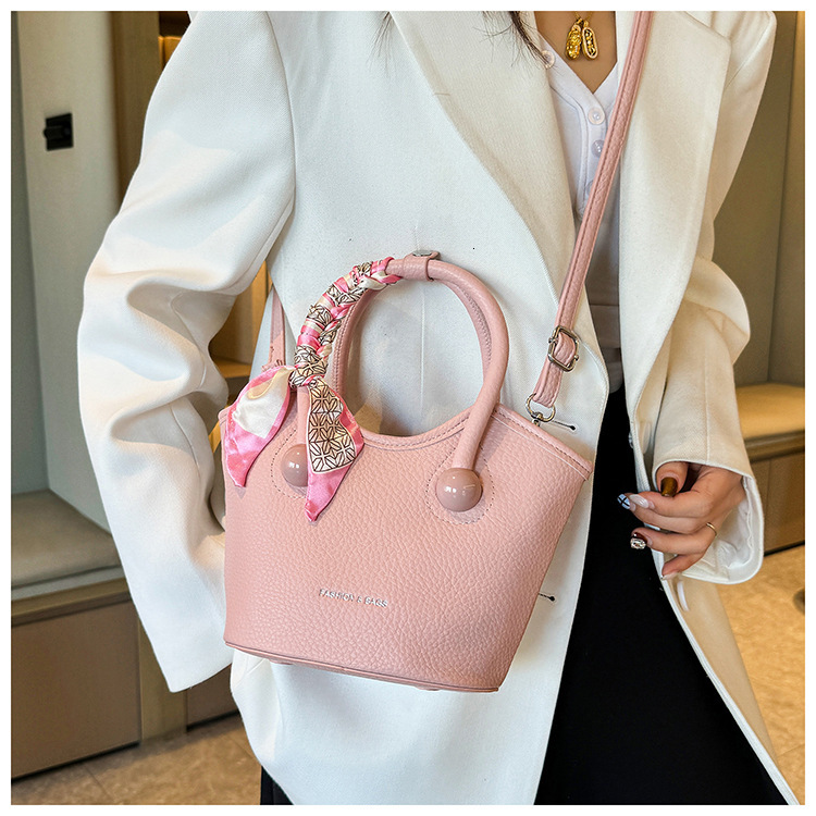 Korean Version Of Niche Fashion Women's Handbag 2025 New Fashion Scarf Bucket Multifunctional Shoulder Crossbody Bag