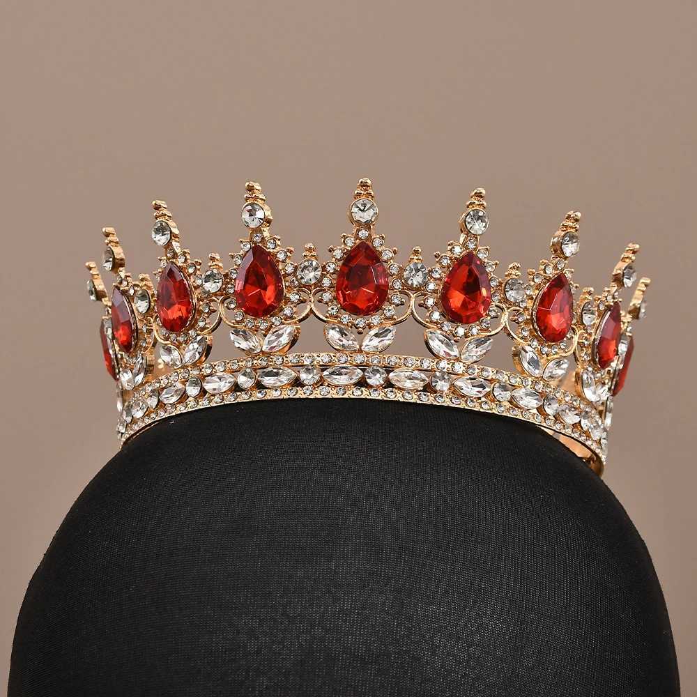 European Princess Tiara Round Baroque Pageant Crowns Crystal Fl Crown King Tiaras Bridal Wedding Hair Accessories X250306