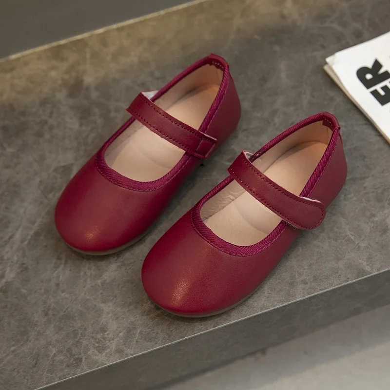 Little Girls Mary Janes Soft Leather Plain Design Autumn Children Princess Shoes Light Round Toe Daily 21-30 Toddler Kids FlatsT250306