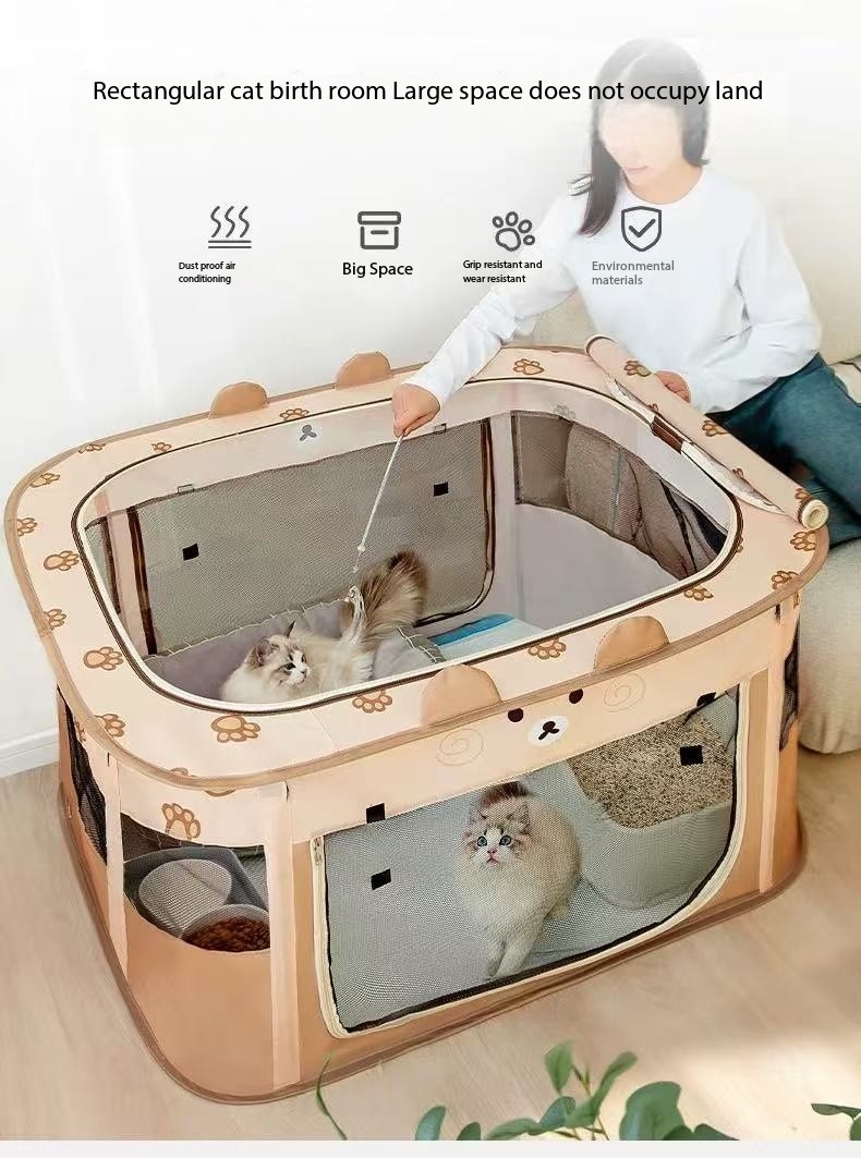 2025 new Cat delivery room, cage, rectangular enclosed breeding cat nest, folding fence, indoor household tent