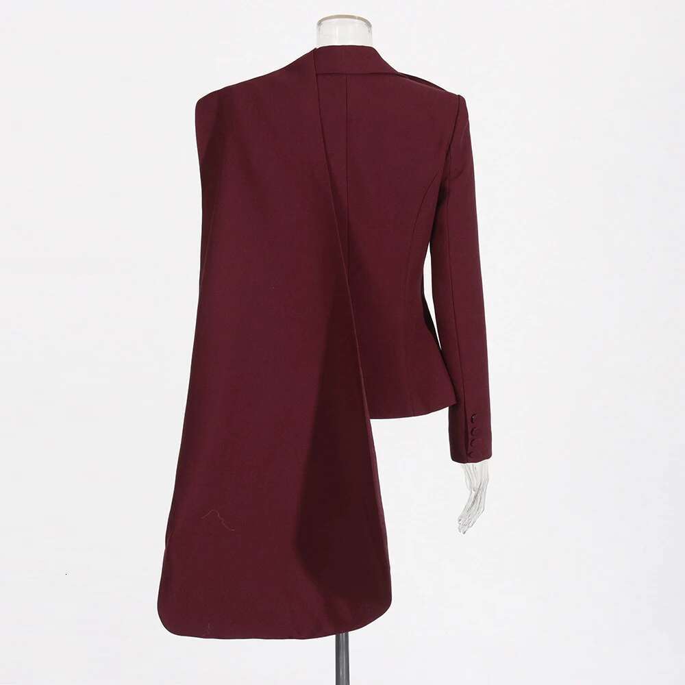 Solid Slimming Blazer For Women Scarf Collar Long Sleeve Tunic Patchwork Button Elegant Coat Female Fashion Clothes