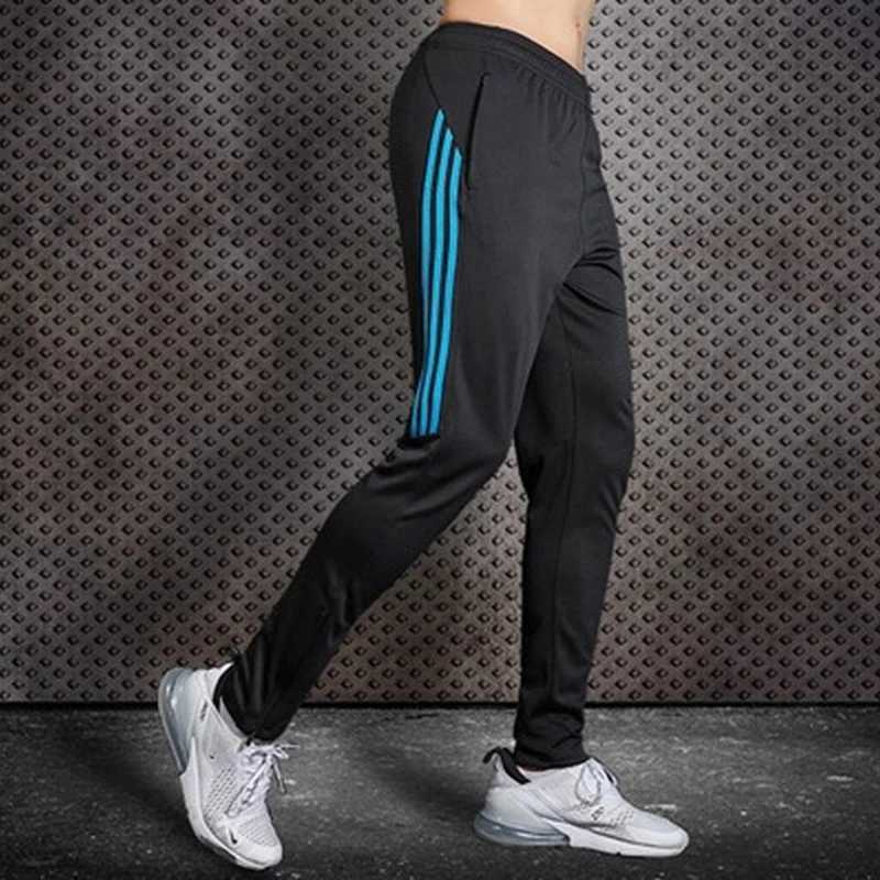 Quick drying mens sports soccer training pants with zippered pockets running and jogging pants T250306