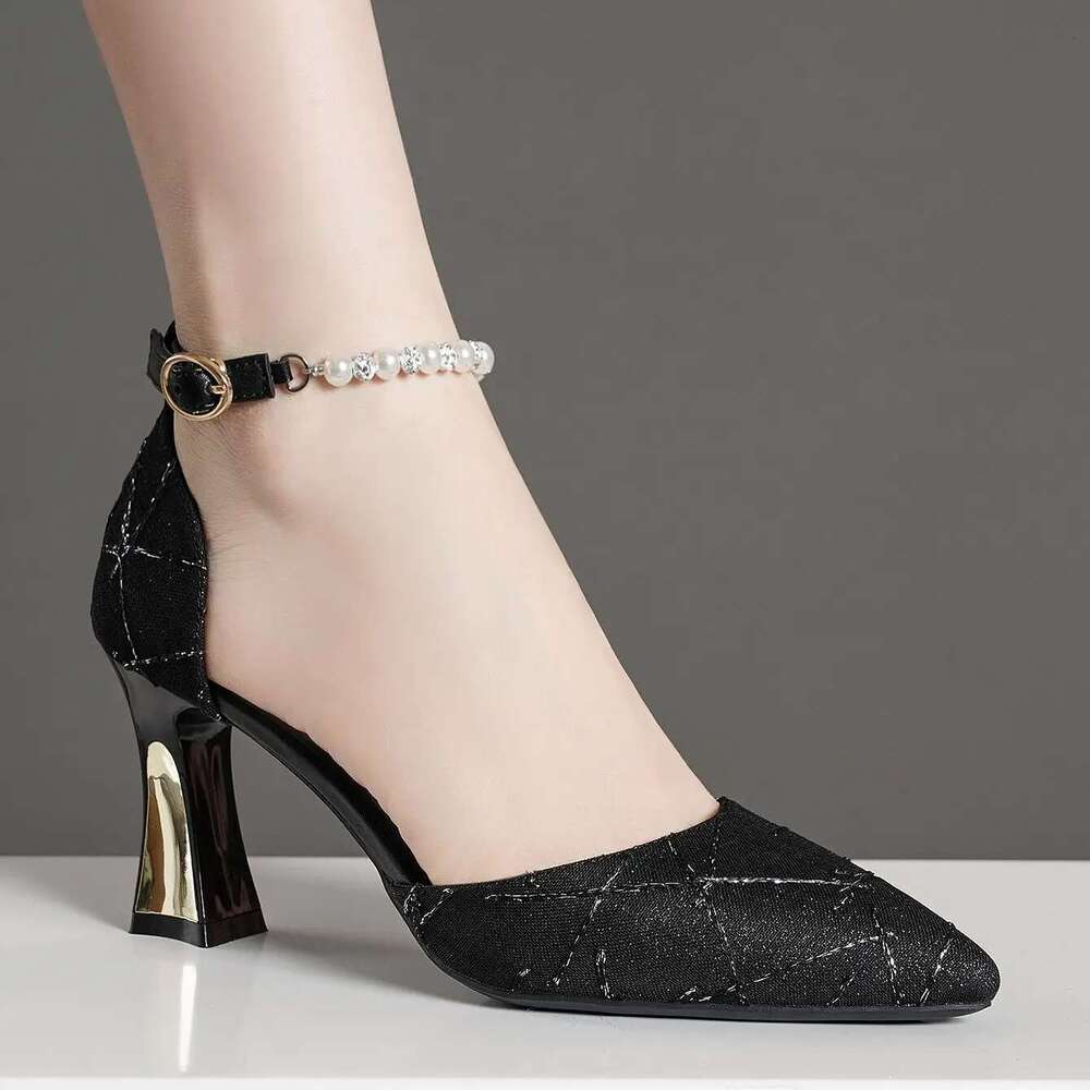 Beads Pumps Pointed Tip Women's High Heels Heeled Sandals Womens Woman 2025 Trend Mary Jane Shoes Heel