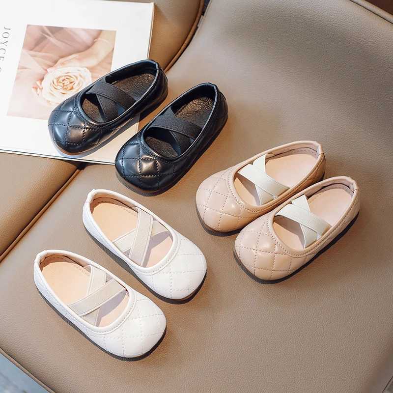 Children Flat Shoes Sewing Square Toe Soft Pu Leather Girls Princess Shoe Spring Elastic Band Leisure Slip-on Kids Shoe 21-35T250306