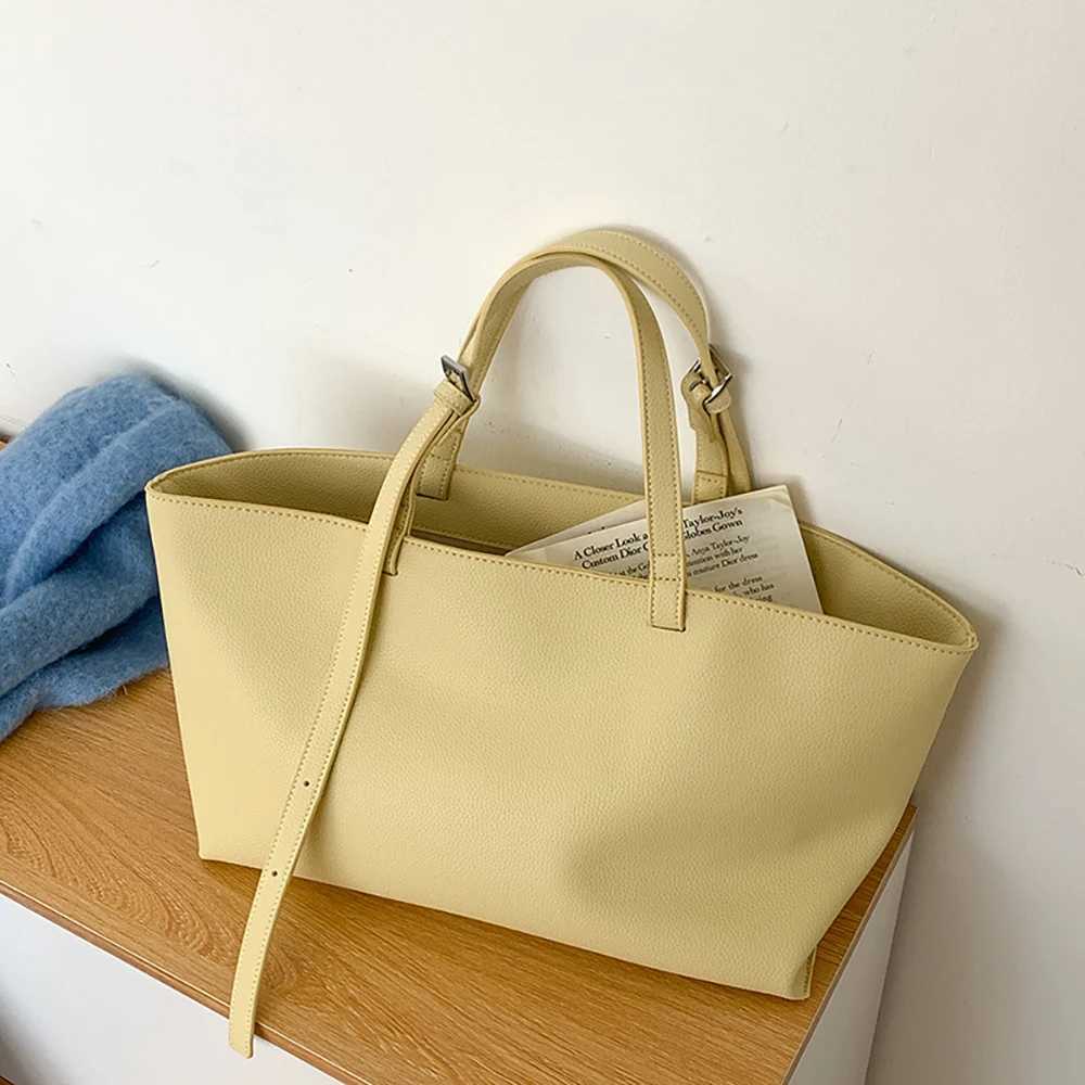 Premium Texture Large Capacity Tote Bag Wen Korean Style Cmuting Shoder Bags Soft Leather Lady Hand-held Totes Pack Y250305