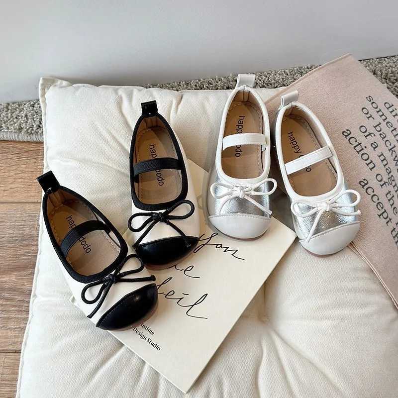 Little Girls Leather Shoes Children Flats Kids Chic Fashion Bowknot Princess Mary Jane Shoes New 2024 Autumn Glossy Dress ShoesT250306