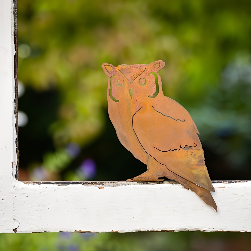 1 Piece Rustic Metal Owl Garden Decor Art Deco Piece Rust Over Time Natural Crafts Perfect Outdoor Decor Thanksgiving Father's Day Mother's 