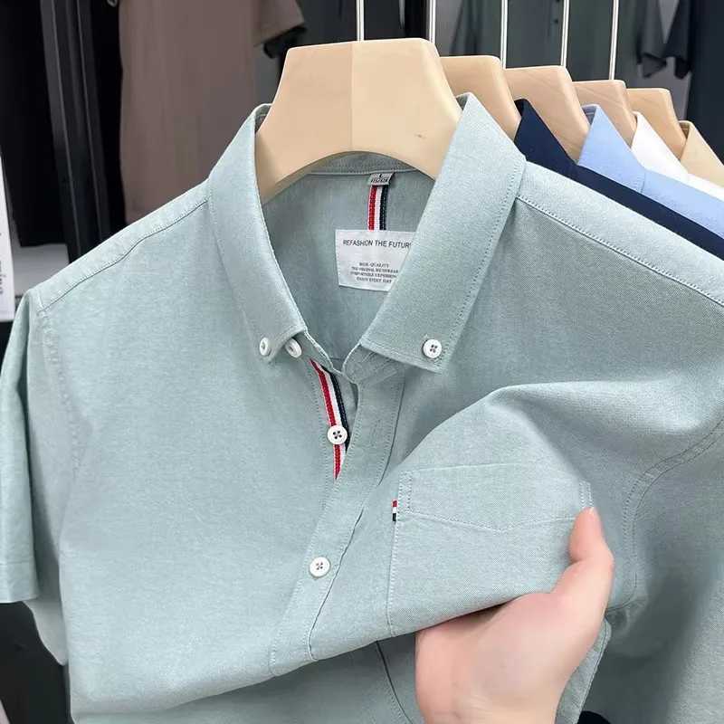 High quality short sleeve shirt men fashionable simple pocket design brand solid color summer new business casual mens clothing X250306