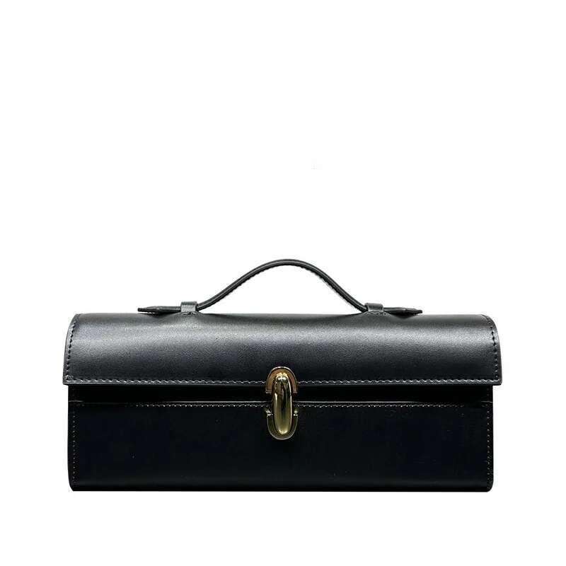 SUO 2025 Brand Genuine Leather Tote Women's Simple Handbag Small Square Baguette Bags High Quality Savette Symmetry Slim Bag