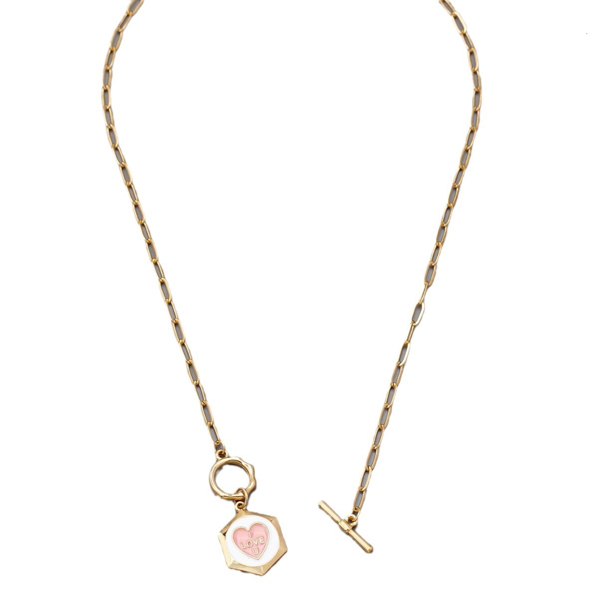 Light Luxury Hexagonal Love Necklace Women All Match High-grade Sweet Collarbone Chain Female Jewelry