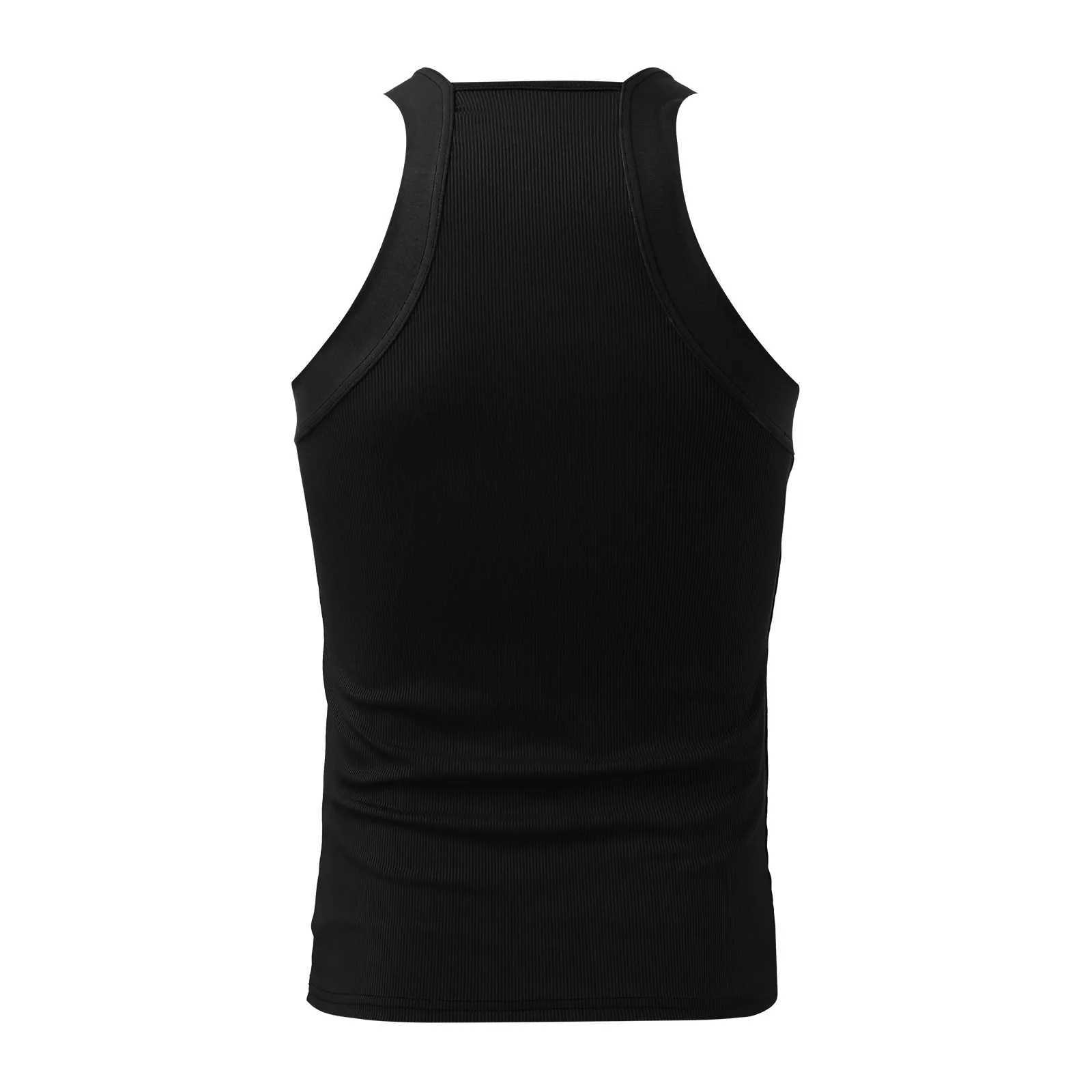 Male Camisole Sleeveless Vest Solid Color Sexy Tank Tops Off Shoulder Striped Nightclub Tops Sexy Male Gym Sporty Tops MensT250318