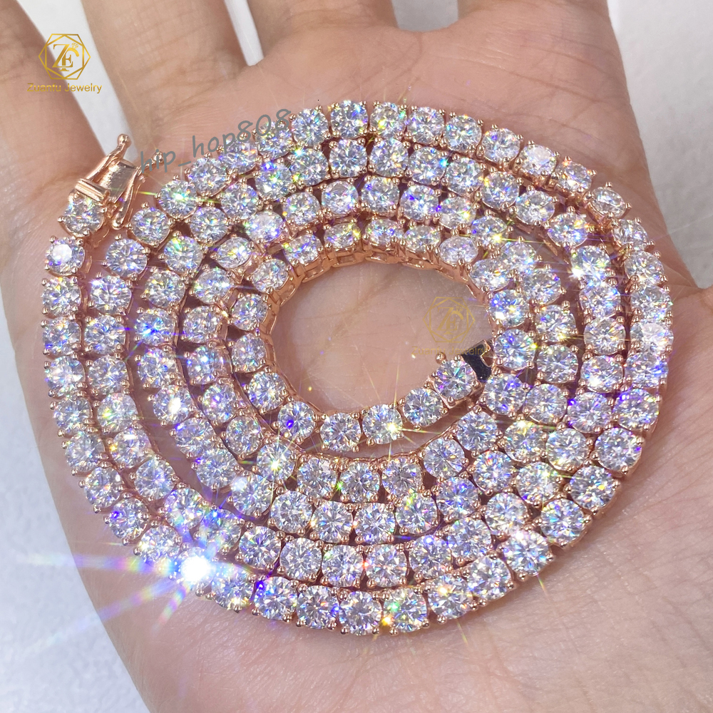 Hip Hop Style 925 Silver Gra VVS Moissanite Diamond Tennis Chain 3MM-6.5MM Necklace for Men Women Cheap Price Cuban Jewelry