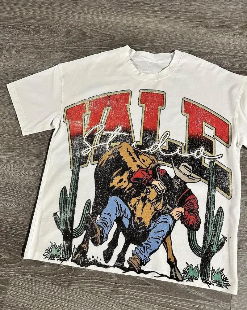 Men's T Shirts Vintage Big Graphic Oversized Tops Harajuku Gothic American All Cotton Short Sleeve Shirt Men Clothing