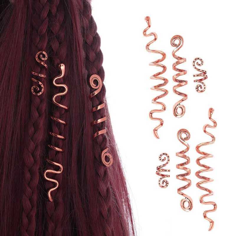 Ethnic spiral hair accessories set alloy snake round dreadlocks hair loop buckle X250306