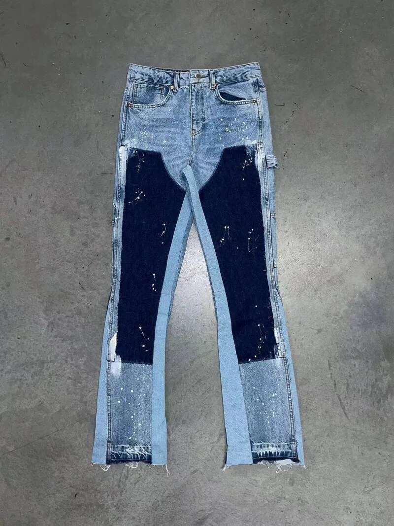 Punk High Street Raw Edge Micro-Trumpet Skinny Jeans Men Y2k Pants 2024 New Biker Rock Style Low-Rise Stretch Or Length Pants