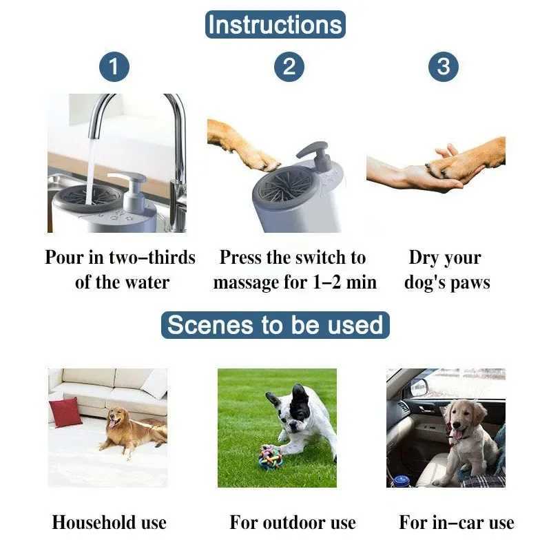 Electric Pet Dog Foot Washer Cleaner Brush Automatic Soft Silicone needle Dog Paw Cleaner Cup Paw Washing Cup for Dogs M250306