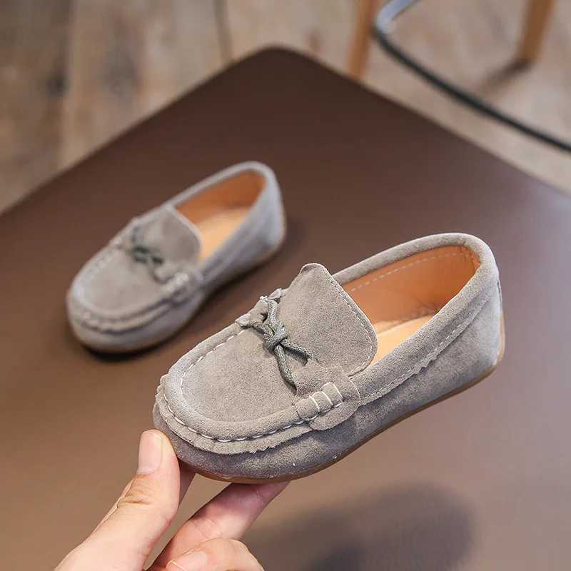 Children Shoes 2024 Spring Autumn Kids Slip-on Shoes Boys Loafers Soft PU Leather Toddler Casual Shoes Gray BrownT250306
