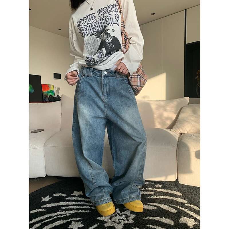 Y2k Vintage High Waist Haruku Loose Jeans Pants Korean Fashion Women's Grunge Wide Leg Oversized Denim Trouser Female Clothes