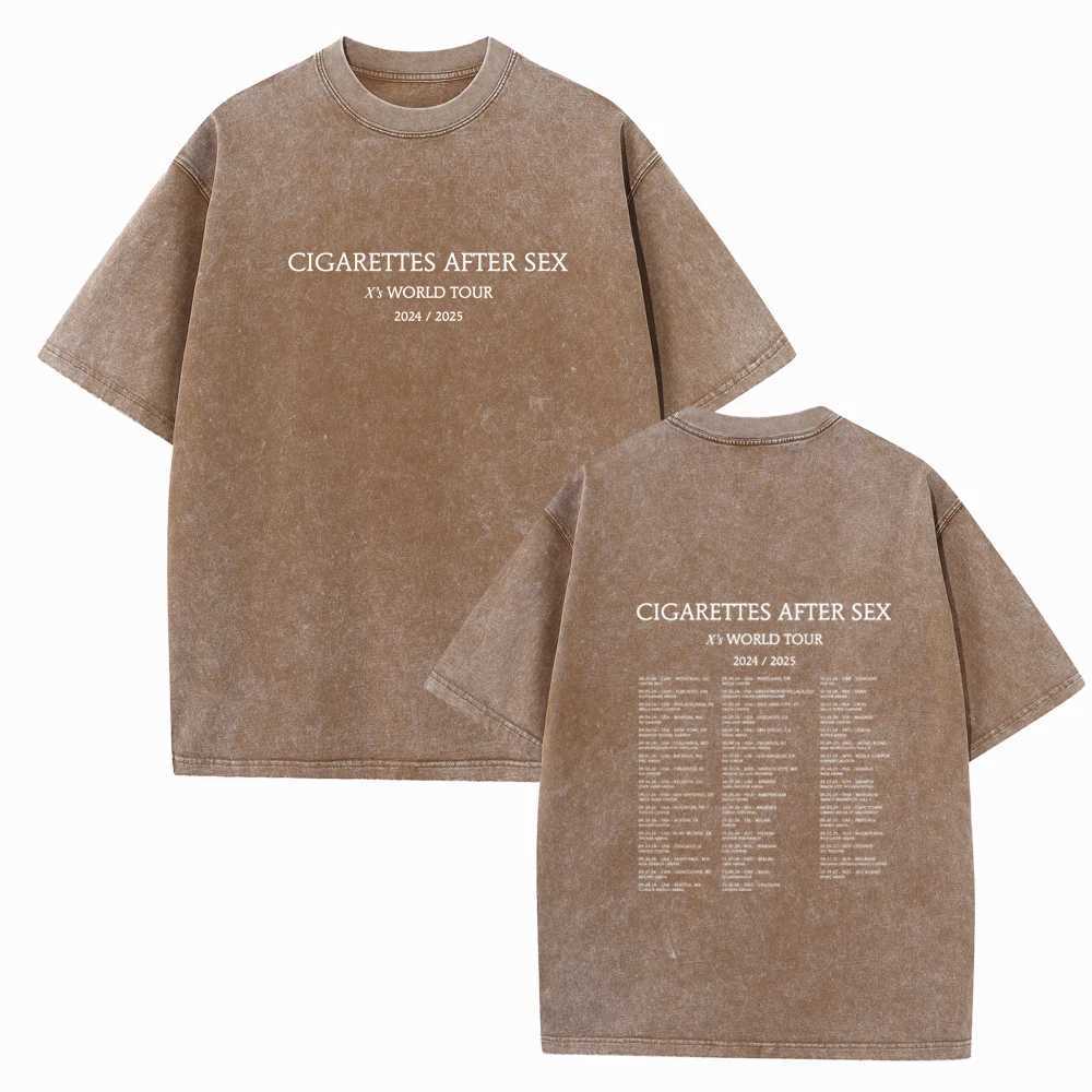 Cigarettes After Sex Xs World Tour 2024 Vintage Harajuku Summer Music Fans Gift Short Sleeve Cotton O-Neck Shirts Casual Unisex X250306