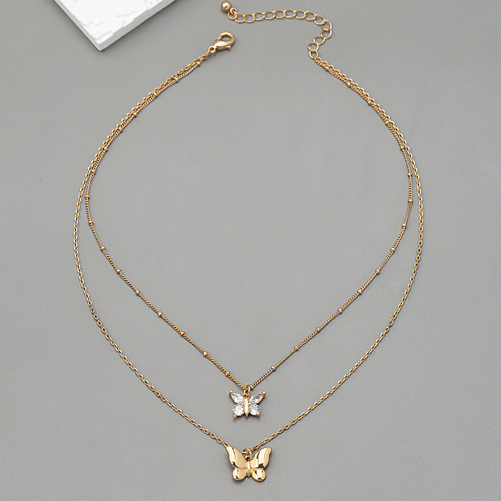 2025 New Fashion Butterfly Fringe Pendant Folding Necklace Small Design Metal Chain Light Luxury Collar for Women