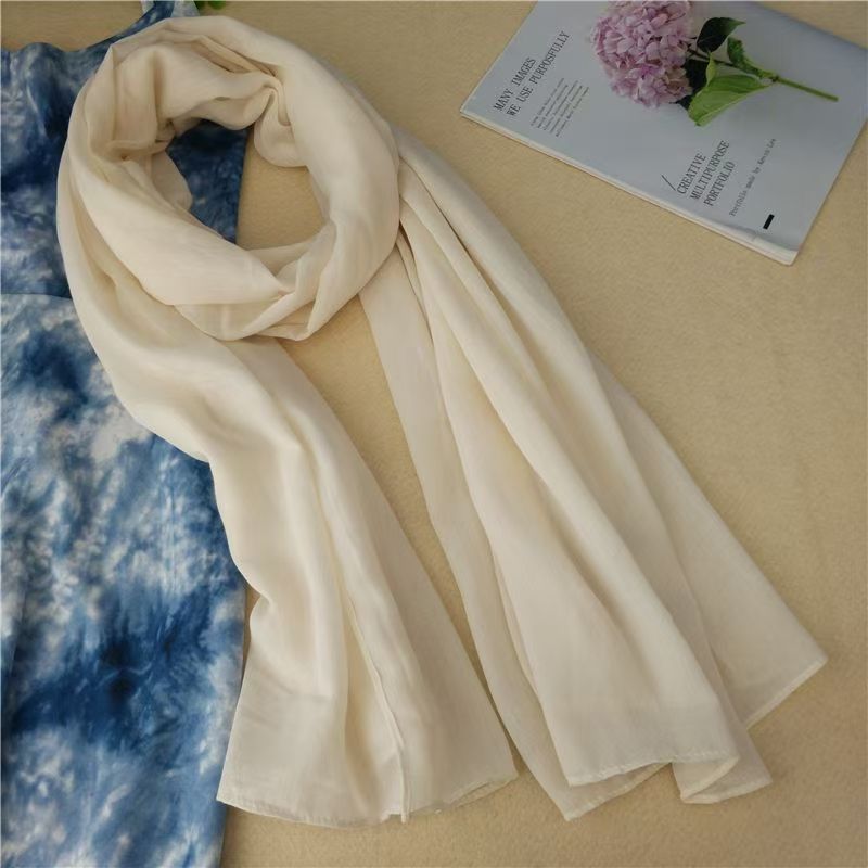 T237 cotton and linen scarf female 2025 spring and autumn thin hot Korean style solid color literary all-match shawl silk scarf neck collar