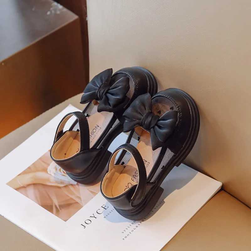 Girl Princess Loafer Spring Summer Children PU Leather School Student Shoes Korean Soft-soled Closed Toe Sandals Kids FlatsT250306
