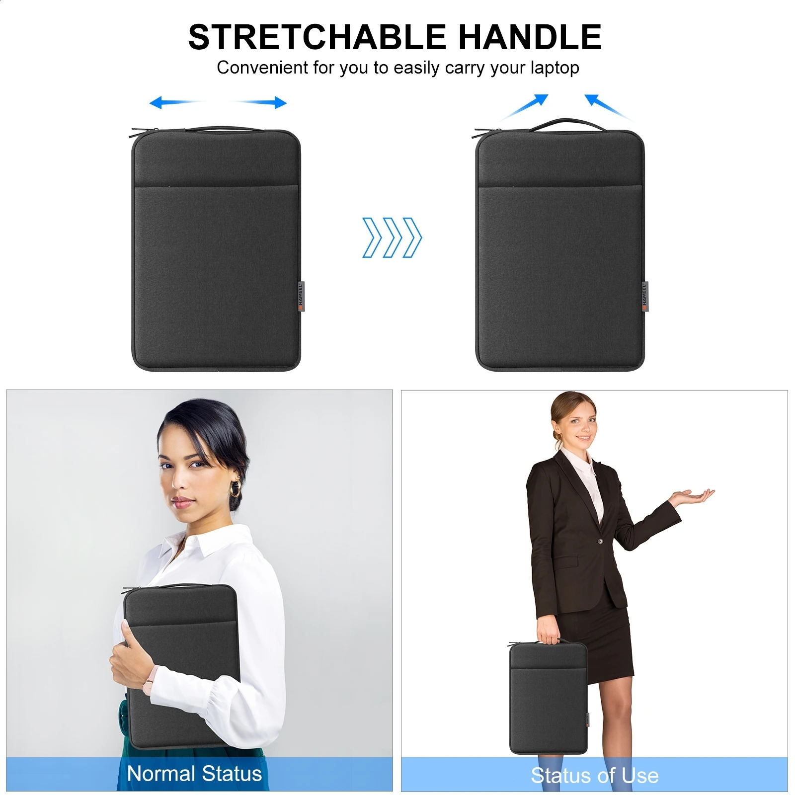 Ship from U.S. HAWEEL 15-16.7 inch14-15 inch12.5-13.5 inch Laptop Sleeve Case Zipper Briefcase Notebook Handbag for Macbook Bag For Laptop 250305FBB