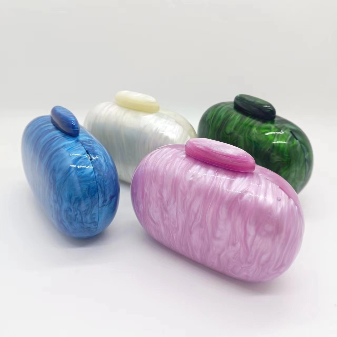 Women's New Elliptical Shell Goose Egg Fashion Evening Single Shoulder Diagonal Straddle Bag Vintage lucite evening bag