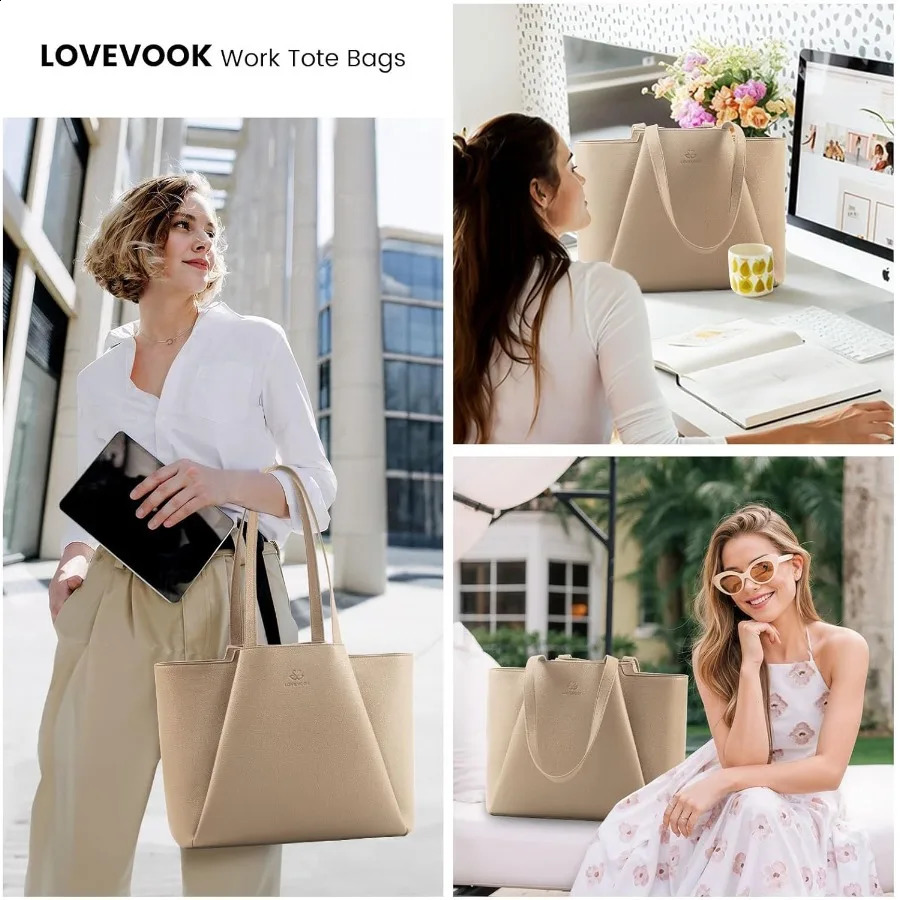 Ship from U.S. Laptop Tote Bag for Women 15.6 Inch Work Bag Leather Laptop Bag Large Capacity Office Purse Computer Briefcase Shoulder Bag Cas 250305F