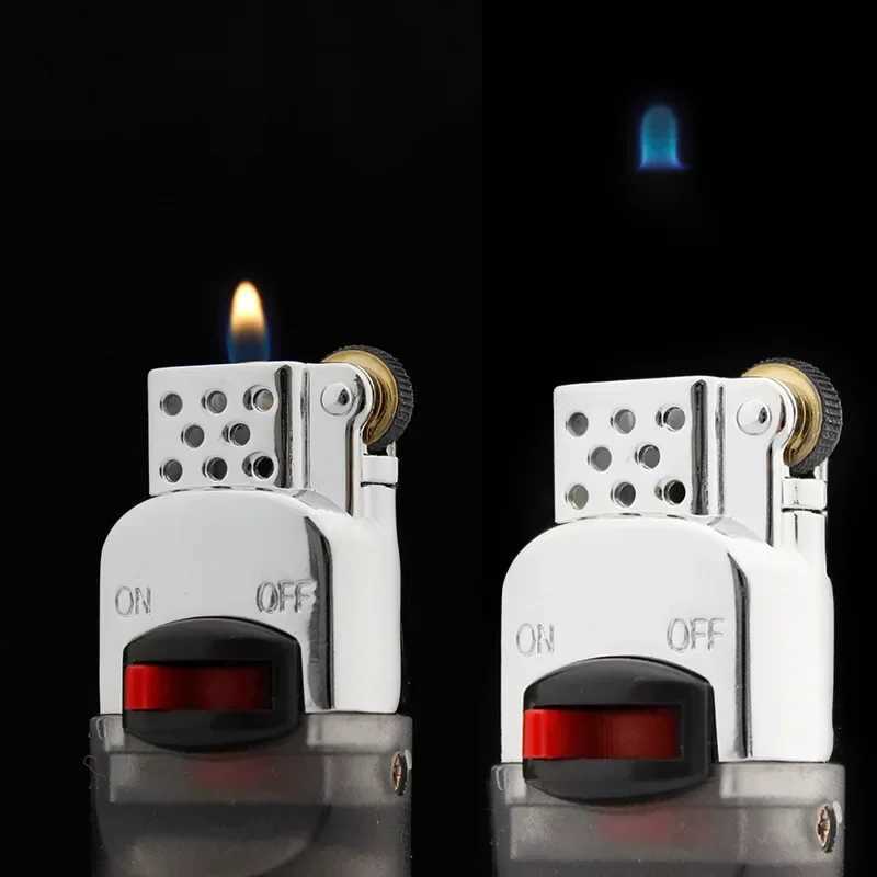 Butane Gas Lighter with Fire Lock Inflatable Ghost Flame Funny Lighters Gringding Wheel Flint Cigarette LighterC250305