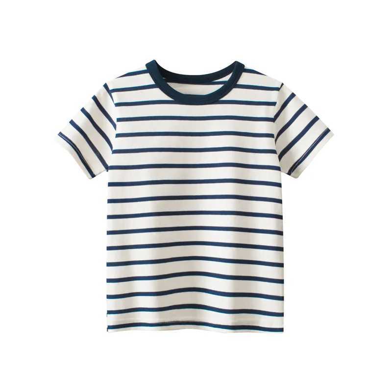 Children Striped T-Shirts 2023 Summer Short Sleeve Clothes for Boy 100% Cotton Kids Girls Casual Sport Top TeesT250306