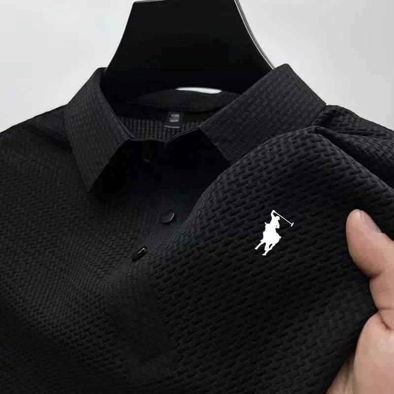 2025 new summer high quality casual mens ice silk short sleeve POLO shirt fashion outdoor comfortable breathable top T-shirt X250306