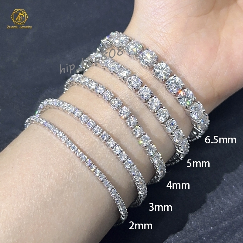 Moissanite Tennis Bracelet S925 D VVS1 Moissanite Pass Diamond test Hip Hop Jewelry Tennis Chain Necklace Hip Hop Jewelry