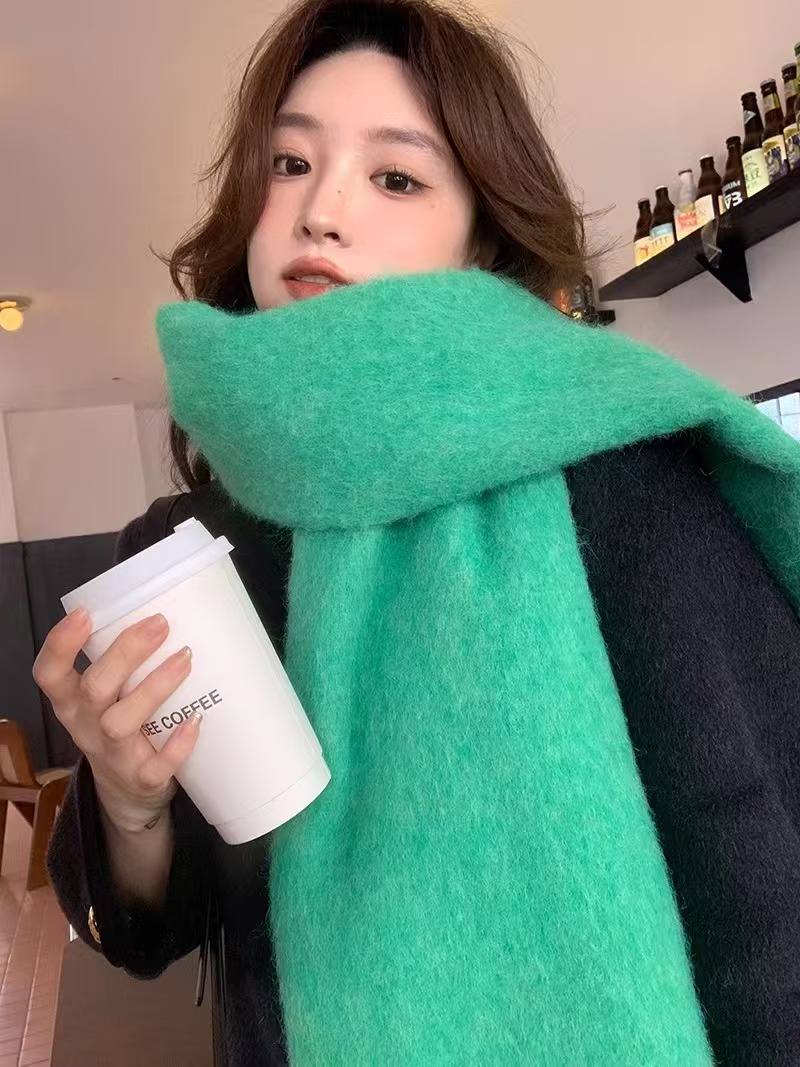 K060 Women's autumn and winter high-end Korean style all-match student long shawl with wool scarf warm scarf imitation cashmere thick